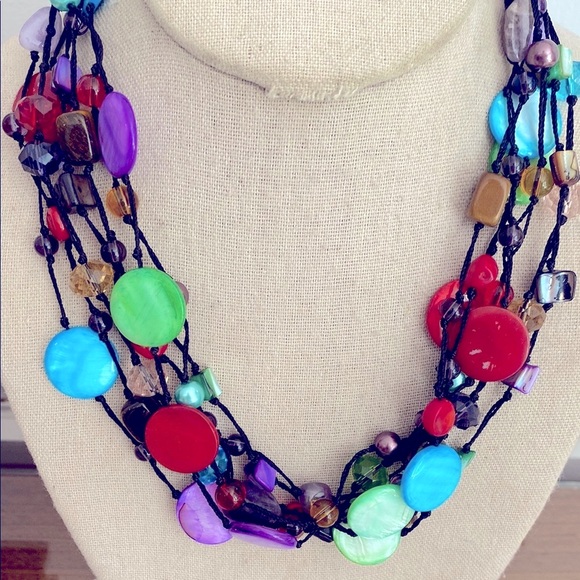 Premier Designs Jewelry - Premier Designs Red and Purple Multi-Strand Necklace